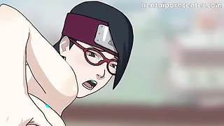 Adult Sarada has sex with Naruto, she rides the hokage's detect